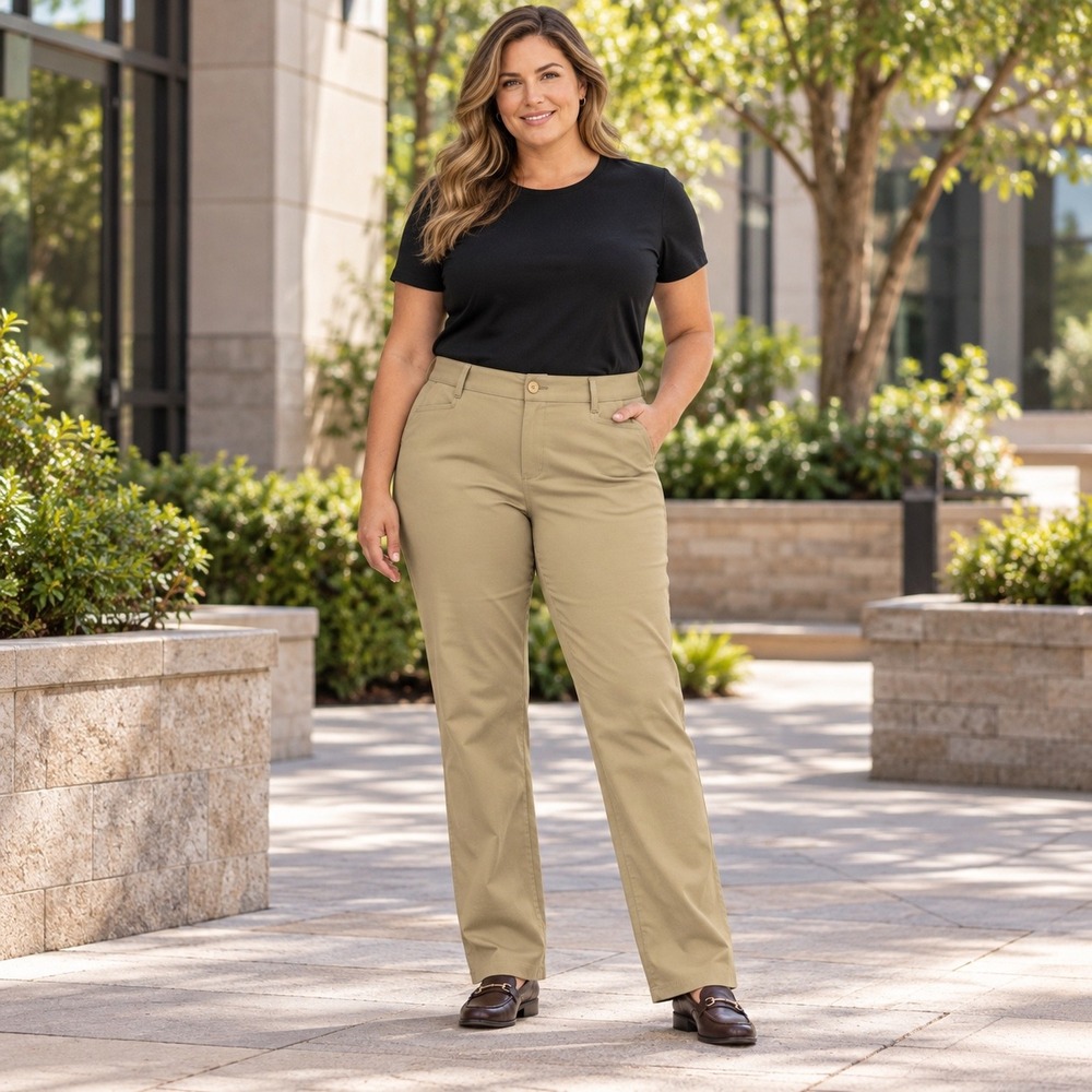 St Johns Bay Secretly Slender Khaki Straight Leg Pants 16T NWT